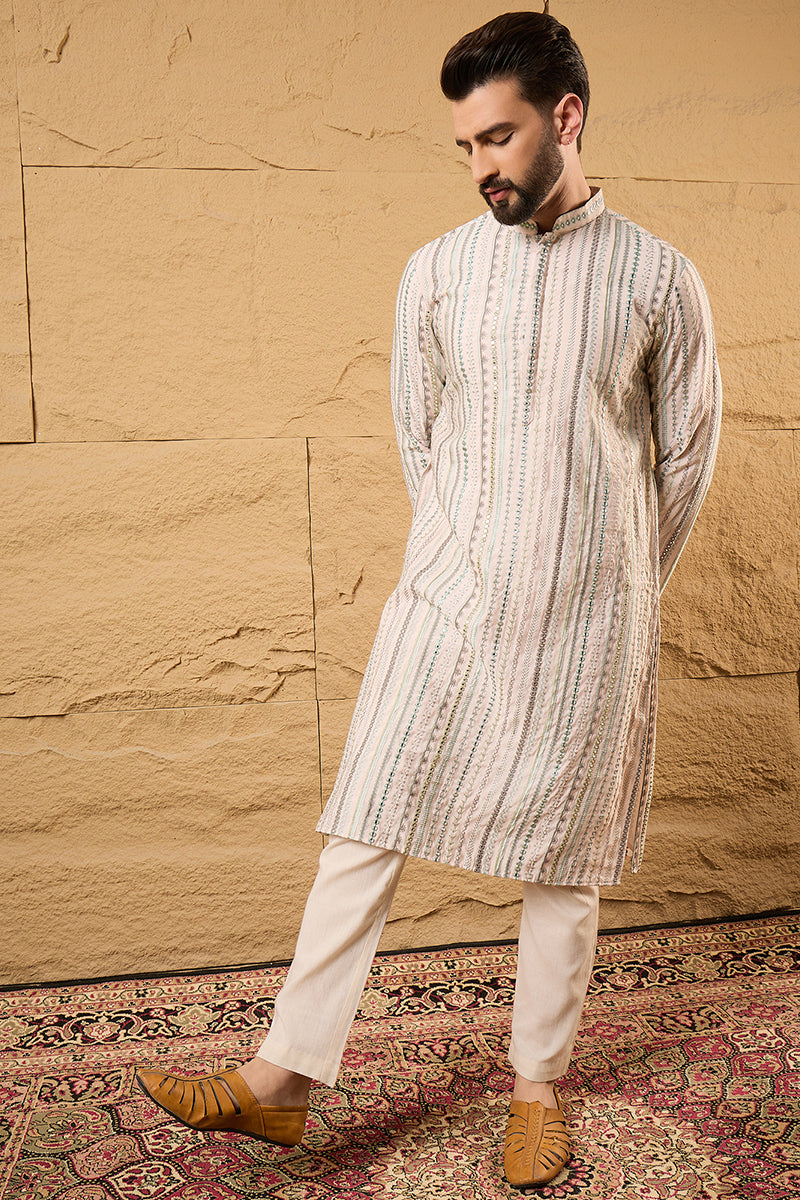 Pink Silk Embroidered Mandarin Collar Straight Kurta MKU1129