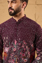 Purple Georgette Embroidered Mandarin Collar Straight Kurta MKU1136