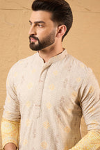Yellow Ethnic Motif Embroidered Chikankari Straight Kurta HMKU1138