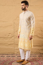 Yellow Ethnic Motif Embroidered Chikankari Straight Kurta HMKU1138