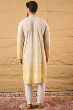 Yellow Ethnic Motif Embroidered Chikankari Straight Kurta HMKU1138