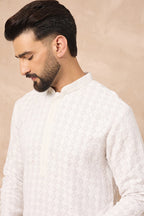 White Viscose Rayon Solid Embroidered Straight Kurta HOPMKU1140