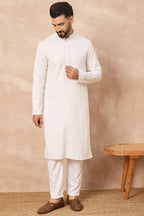 White Viscose Rayon Solid Embroidered Straight Kurta HOPMKU1140