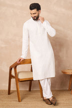 White Viscose Rayon Solid Embroidered Straight Kurta HOPMKU1140