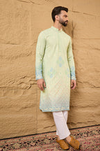 Green Bandhani Embroidered Chikankari Straight Kurta HMKU1141