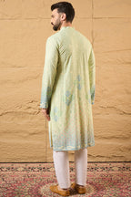 Green Bandhani Embroidered Chikankari Straight Kurta HMKU1141