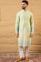 Green Bandhani Embroidered Chikankari Straight Kurta HMKU1141