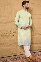 Green Bandhani Embroidered Chikankari Straight Kurta HMKU1141