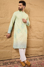 Green Bandhani Embroidered Chikankari Straight Kurta HMKU1141