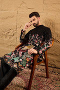Black Georgette Embroidered Mandarin Collar Straight Kurta MKU1152