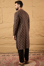 Brown Viscose Rayon Ethnic Motifs Embroidered Chikankari Straight Kurta HOPMKU1164