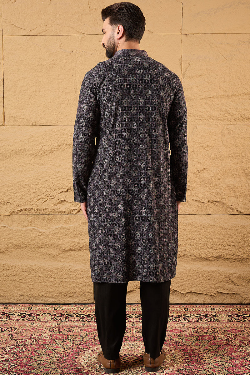 Grey Viscose Rayon Ethnic Motifs Embroidered Chikankari Straight Kurta HOPMKU1165