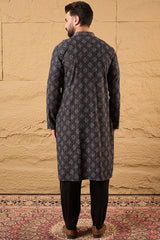 Grey Viscose Rayon Ethnic Motifs Embroidered Chikankari Straight Kurta HOPMKU1165