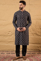 Grey Viscose Rayon Ethnic Motifs Embroidered Chikankari Straight Kurta HOPMKU1165