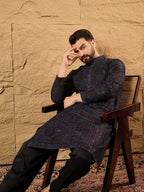 Men Brown Viscose Rayon Embroidered Chikankari Straight Kurta-MKU1166