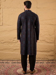 Men Brown Viscose Rayon Embroidered Chikankari Straight Kurta-MKU1166