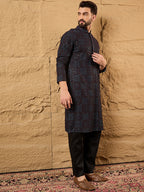 Men Brown Viscose Rayon Embroidered Chikankari Straight Kurta-MKU1166