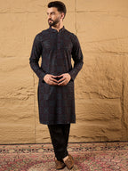 Men Brown Viscose Rayon Embroidered Chikankari Straight Kurta-MKU1166