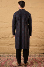 Black Viscose Rayon Geometric Embroidered Chikankari Straight Kurta HOPMKU1166