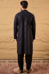 Black Viscose Rayon Geometric Embroidered Chikankari Straight Kurta HOPMKU1166