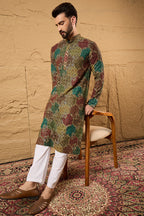 Multi Viscose Rayon Geometric Embroidered Chikankari Straight Kurta HOPMKU1180