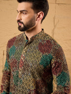 Men Black Viscose Rayon Geometric Embroidered Straight Kurta-MKU1180