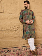 Men Black Viscose Rayon Geometric Embroidered Straight Kurta-MKU1180