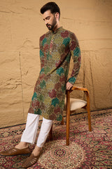 Multi Viscose Rayon Geometric Embroidered Chikankari Straight Kurta HOPMKU1180