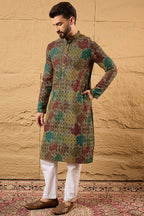 Multi Viscose Rayon Geometric Embroidered Chikankari Straight Kurta HOPMKU1180