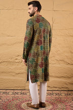 Multi Viscose Rayon Geometric Embroidered Chikankari Straight Kurta HOPMKU1180