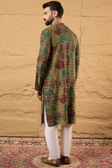 Multi Viscose Rayon Geometric Embroidered Chikankari Straight Kurta HOPMKU1180