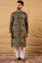 Multi Viscose Rayon Geometric Embroidered Chikankari Straight Kurta HOPMKU1180