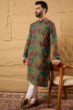 Multi Viscose Rayon Geometric Embroidered Chikankari Straight Kurta HOPMKU1180