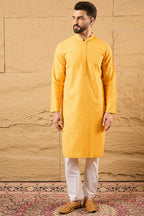 Yellow Viscose Rayon Solid Embroidered Straight Kurta HOPMKU1186
