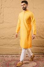 Yellow Viscose Rayon Solid Embroidered Straight Kurta HOPMKU1186