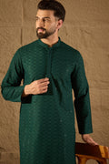 Green Viscose Rayon Solid Embroidered Chikankari Straight Kurta HOPMKU1188