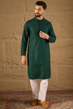 Green Viscose Rayon Solid Embroidered Chikankari Straight Kurta HOPMKU1188