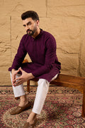 Purple Viscose Rayon Solid Embroidered Straight Kurta HOPMKU1189