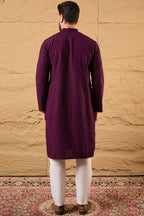 Purple Viscose Rayon Solid Embroidered Straight Kurta HOPMKU1189