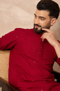 Maroon Viscose Rayon Embroidered Solid Straight Kurta With Trousers MKSET1191