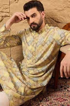 Yellow Viscose Rayon Bandhani Embroidered Straight Kurta MKU1192