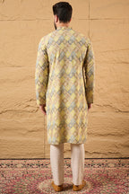 Yellow Viscose Rayon Bandhani Embroidered Straight Kurta MKU1192
