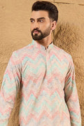 Multi Viscose Rayon Geometric Embroidered Straight Kurta MKU1193