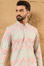 Multi Viscose Rayon Geometric Embroidered Straight Kurta MKU1193