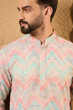 Multi Viscose Rayon Geometric Embroidered Straight Kurta MKU1193
