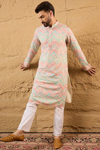 Multi Viscose Rayon Geometric Embroidered Straight Kurta MKU1193