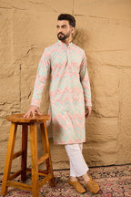 Multicolour Viscose Rayon Geometric Embroidered Straight Kurta HOPMKU1193