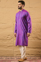 Purple Cotton Solid Embroidered Sequins Straight Kurta HOPMKU1194