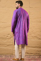 Purple Cotton Solid Embroidered Sequins Straight Kurta HOPMKU1194