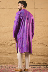 Purple Cotton Solid Embroidered Sequins Straight Kurta HOPMKU1194